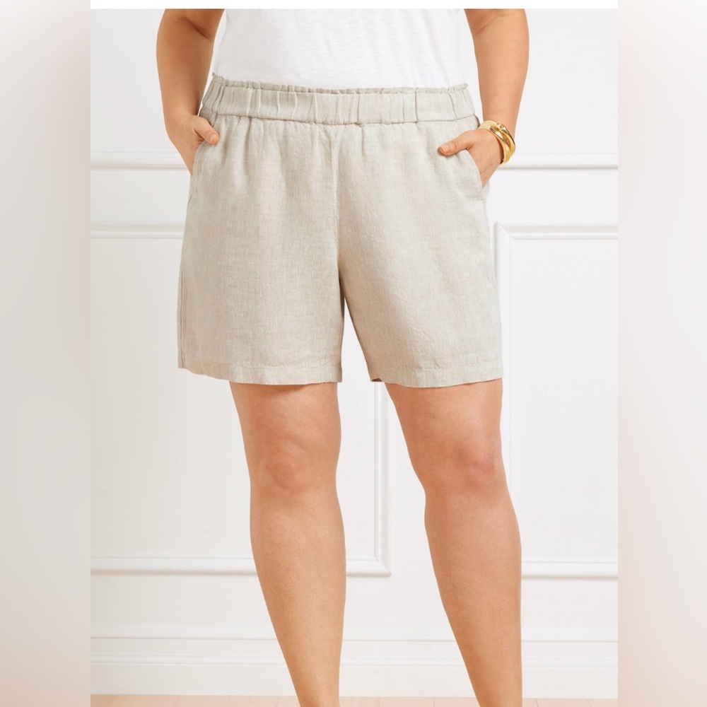 Talbots Nantucket Linen Pull On Paper Bag Short 5" Size XL NWT